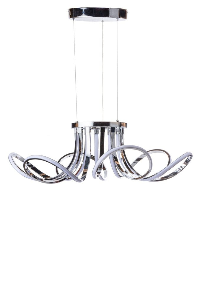 Silver Metallic Six Light Metal LED Dimmable Smart Enabled Ceiling Light