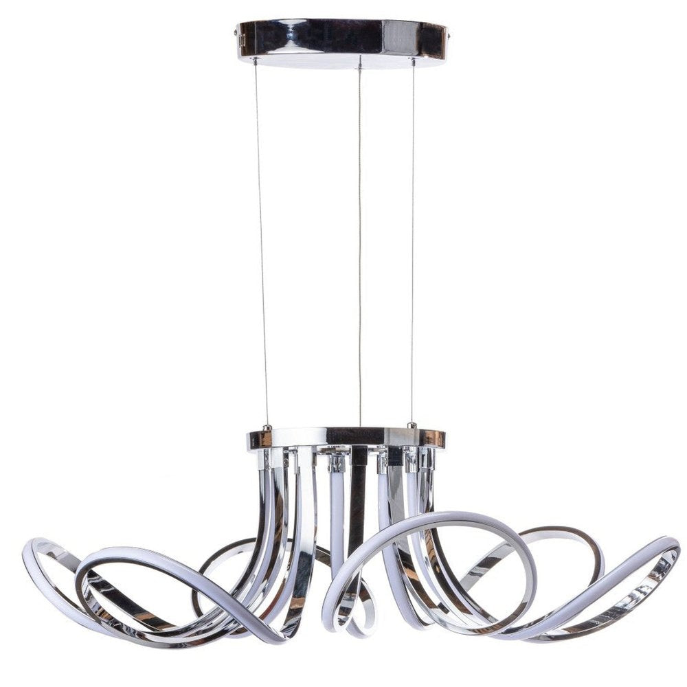 Silver Metallic Six Light Metal LED Dimmable Smart Enabled Ceiling Light
