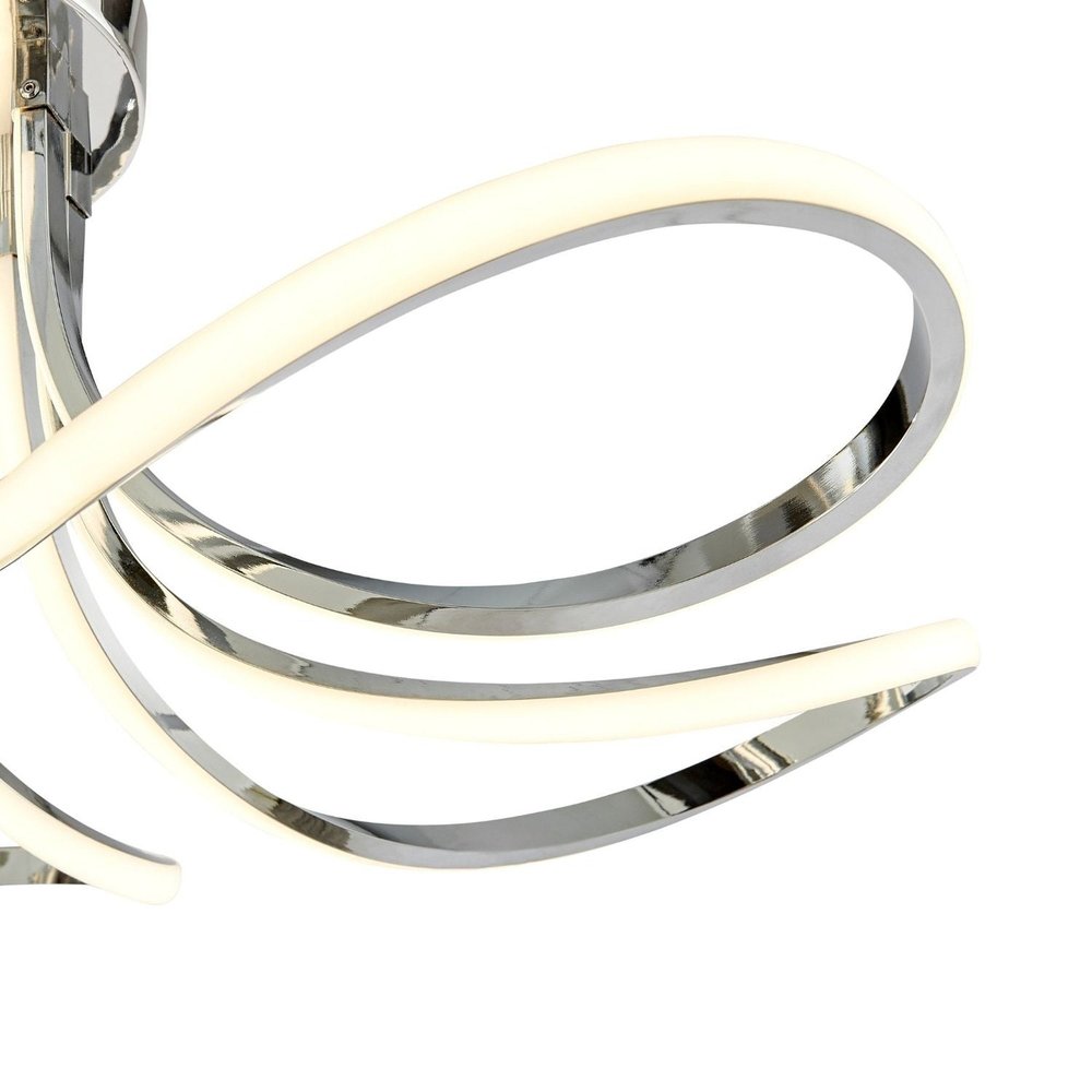 Silver Metallic Six Light Metal LED Dimmable Smart Enabled Ceiling Light