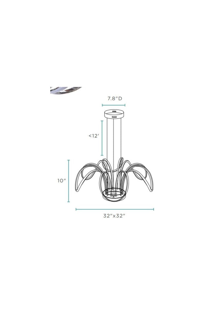 Silver Metallic Six Light Metal LED Dimmable Smart Enabled Ceiling Light
