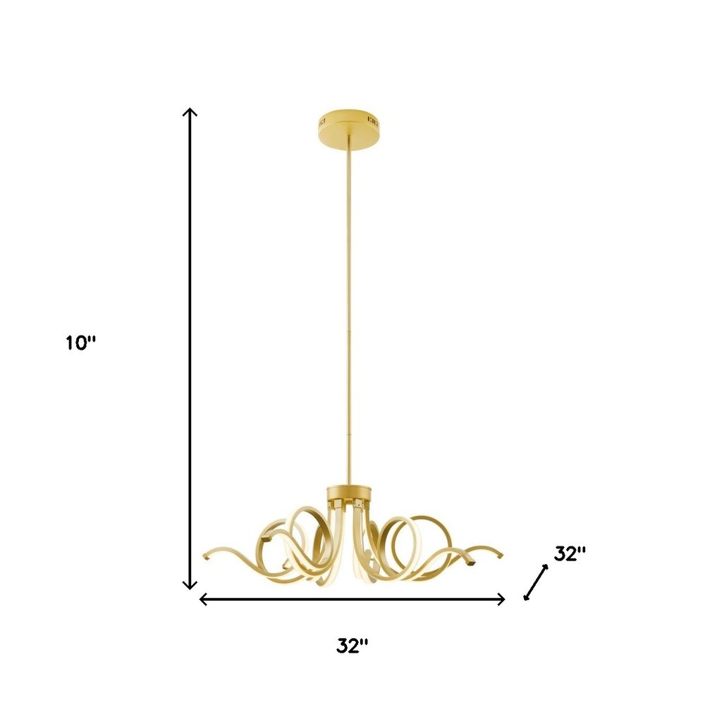 Gold Six Light Metal LED Dimmable Smart Enabled Chandelier