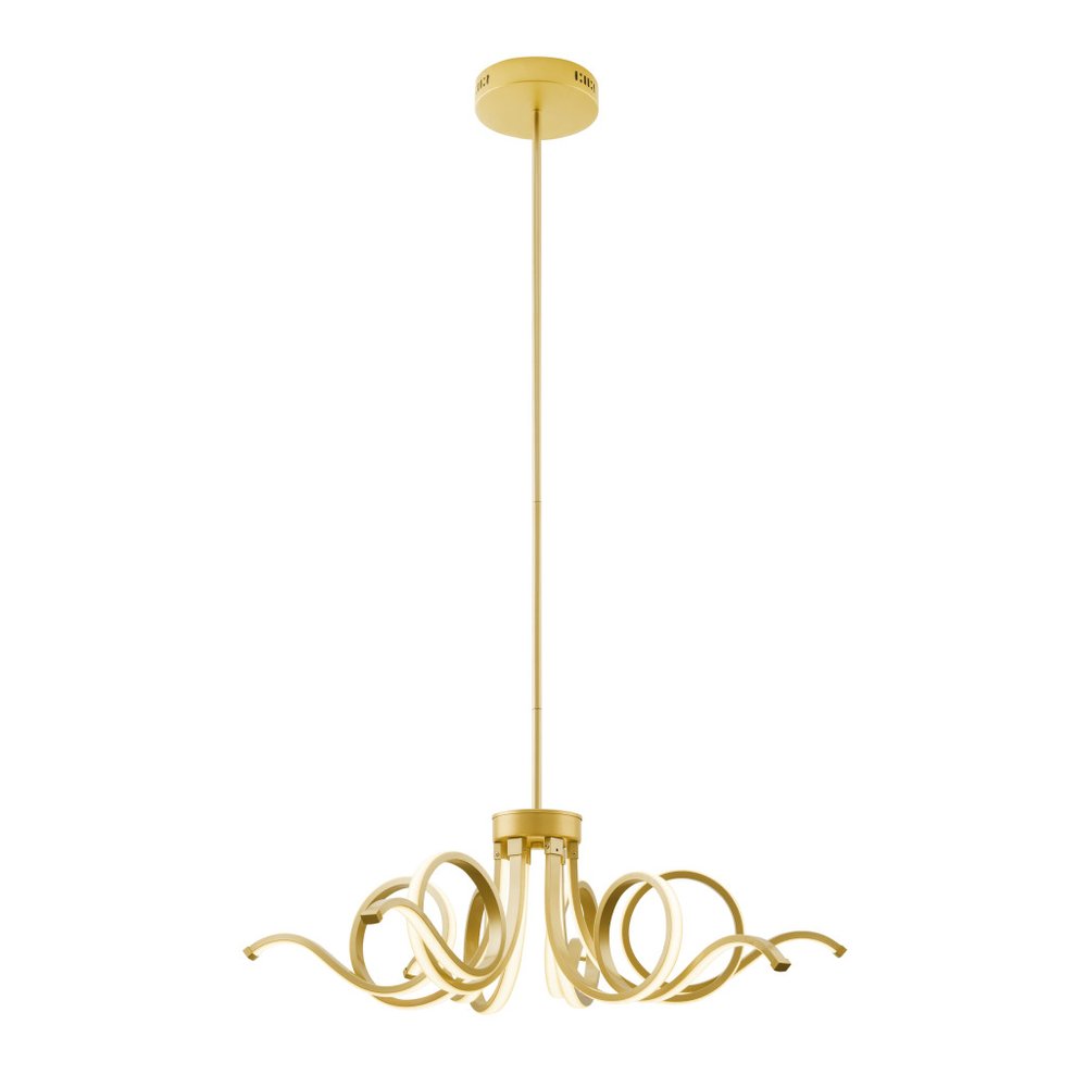 Gold Six Light Metal LED Dimmable Smart Enabled Chandelier