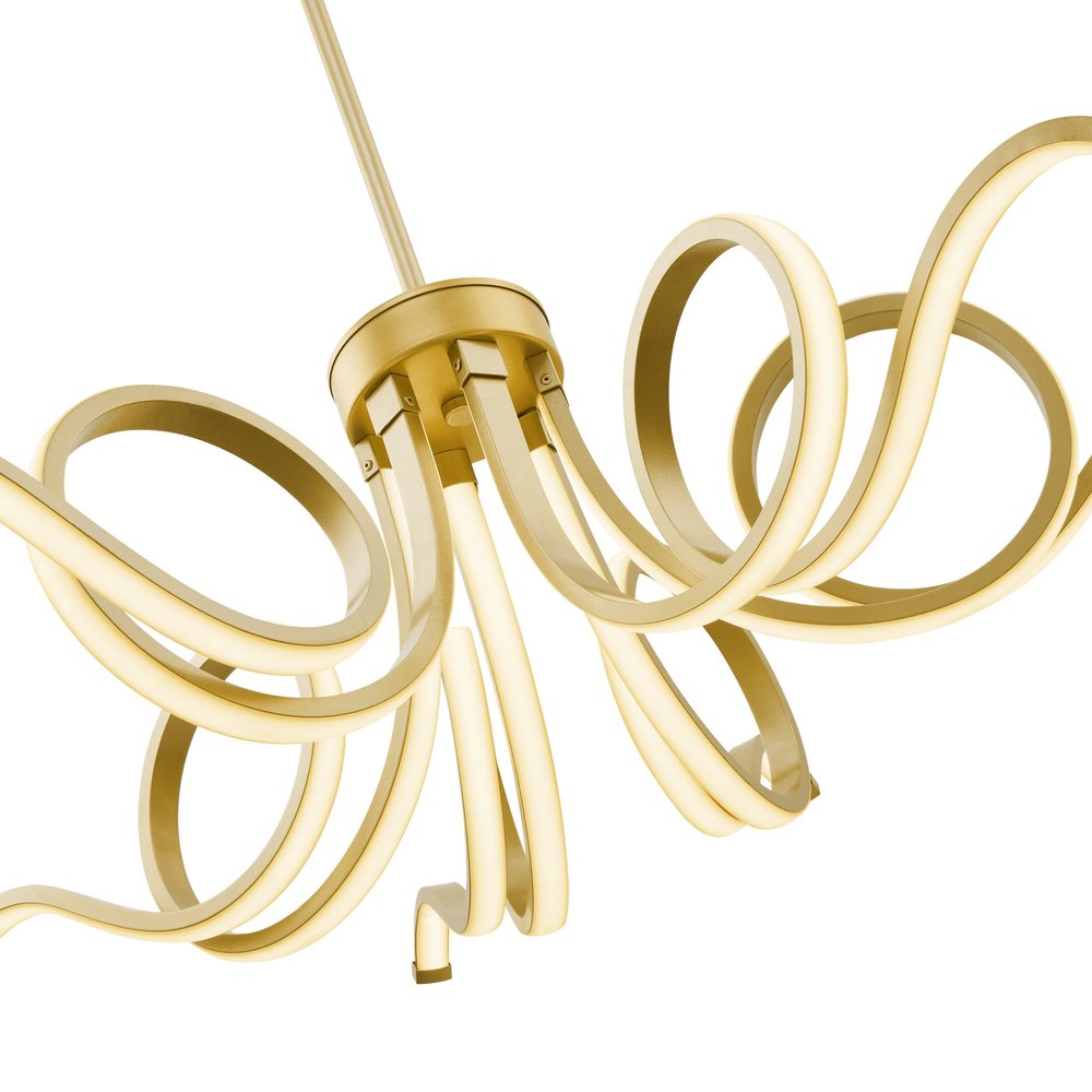 Gold Six Light Metal LED Dimmable Smart Enabled Chandelier