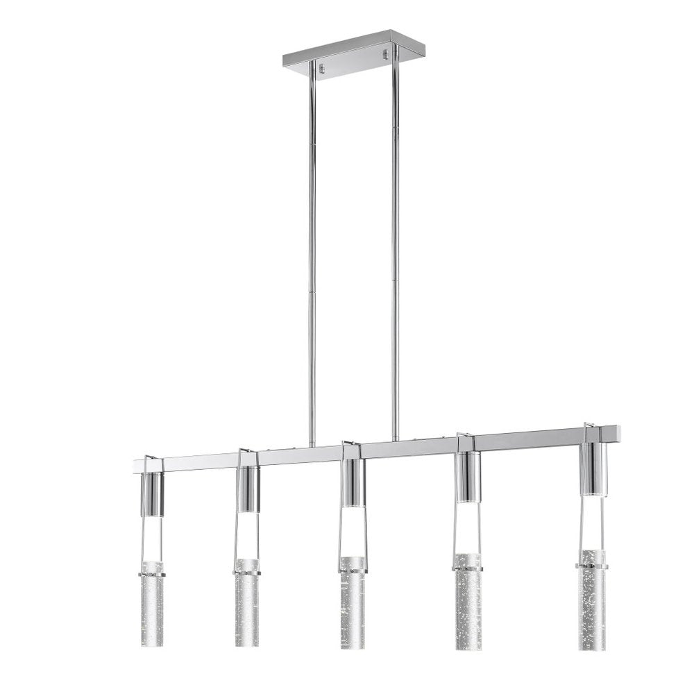 Silver And Clear Five Light Metal Dimmable Smart Enabled Chandelier With Clear Shades