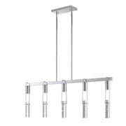 Silver And Clear Five Light Metal Dimmable Smart Enabled Chandelier With Clear Shades