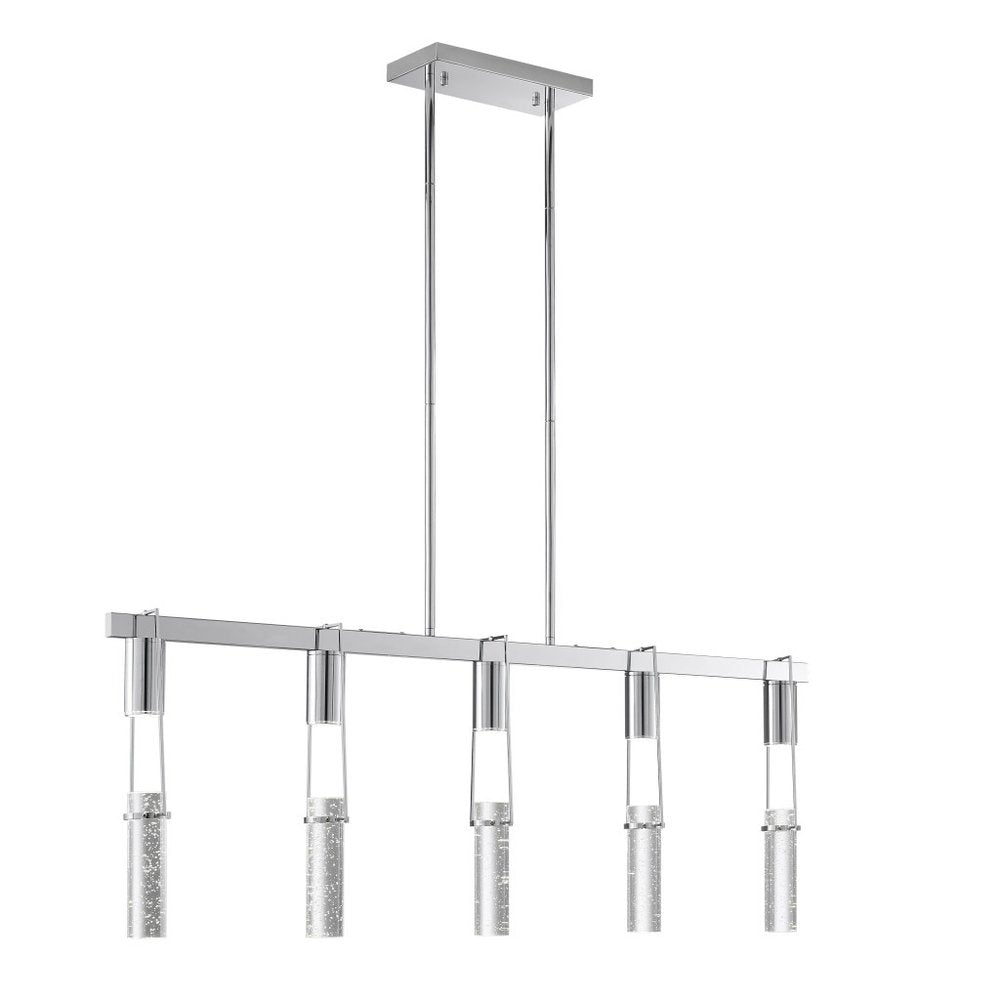 Silver And Clear Five Light Metal Dimmable Smart Enabled Chandelier With Clear Shades