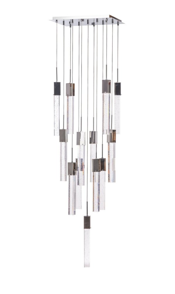 Silver And Clear Multi Light Metal Dimmable Chandelier With Clear Shades
