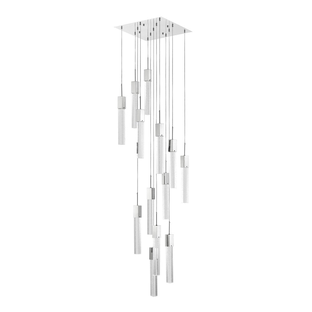 Silver And Clear Multi Light Metal Dimmable Chandelier With Clear Shades