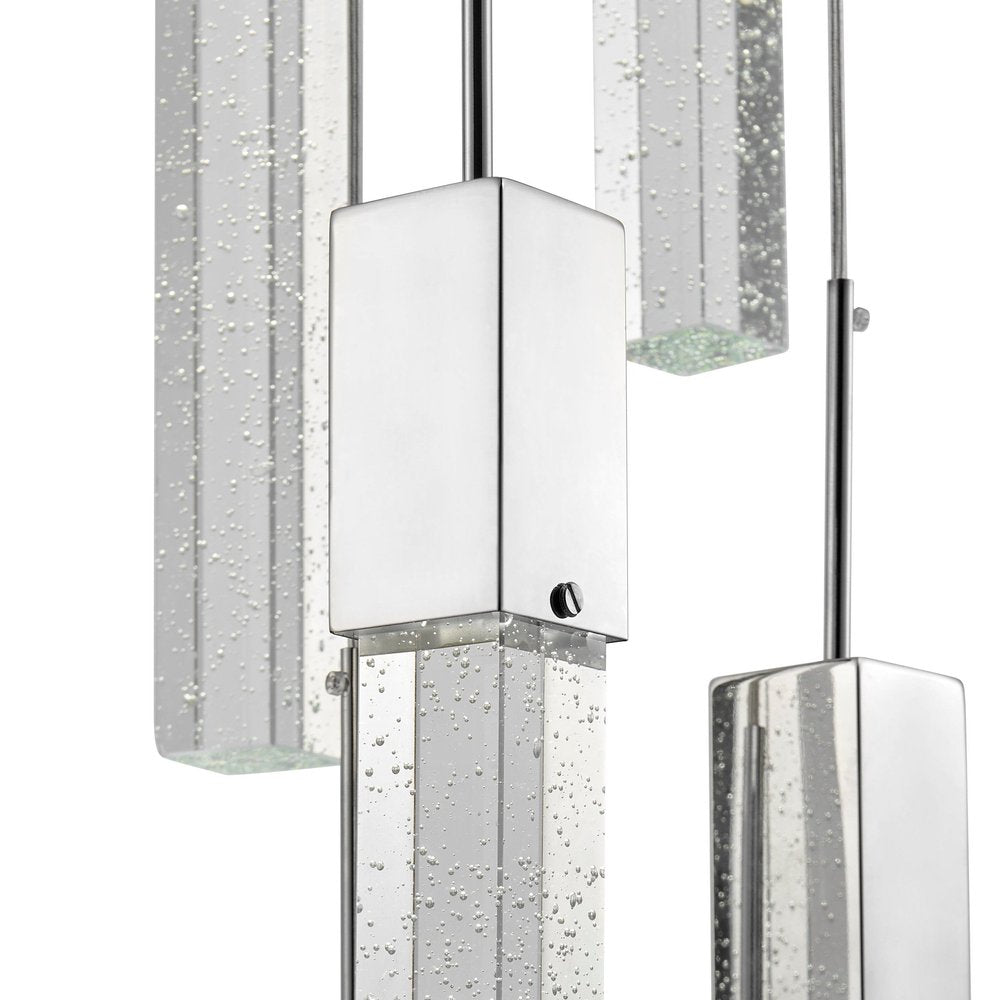 Silver And Clear Multi Light Metal Dimmable Chandelier With Clear Shades