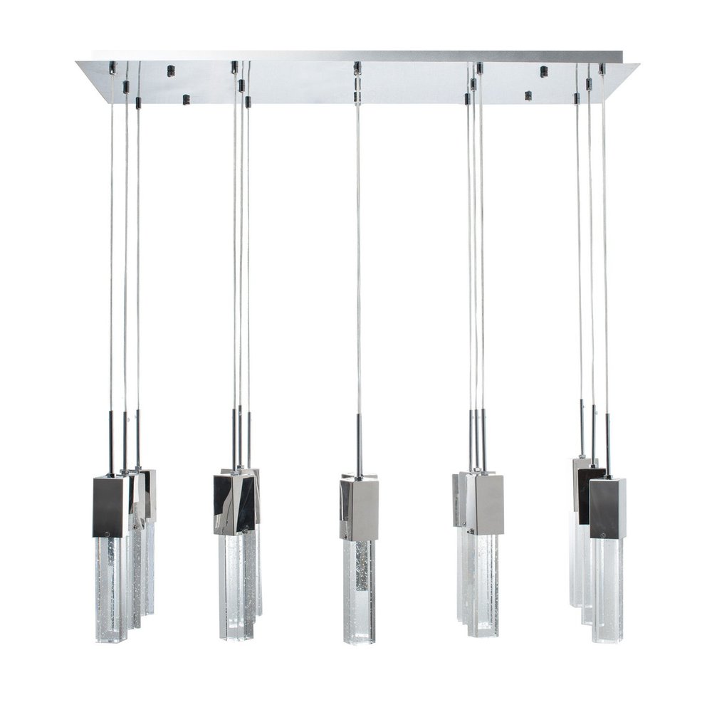 Silver Cluster Multi Light Metal LED Dimmable Chandelier With Clear Shades