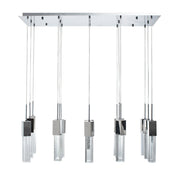 Silver Cluster Multi Light Metal LED Dimmable Chandelier With Clear Shades
