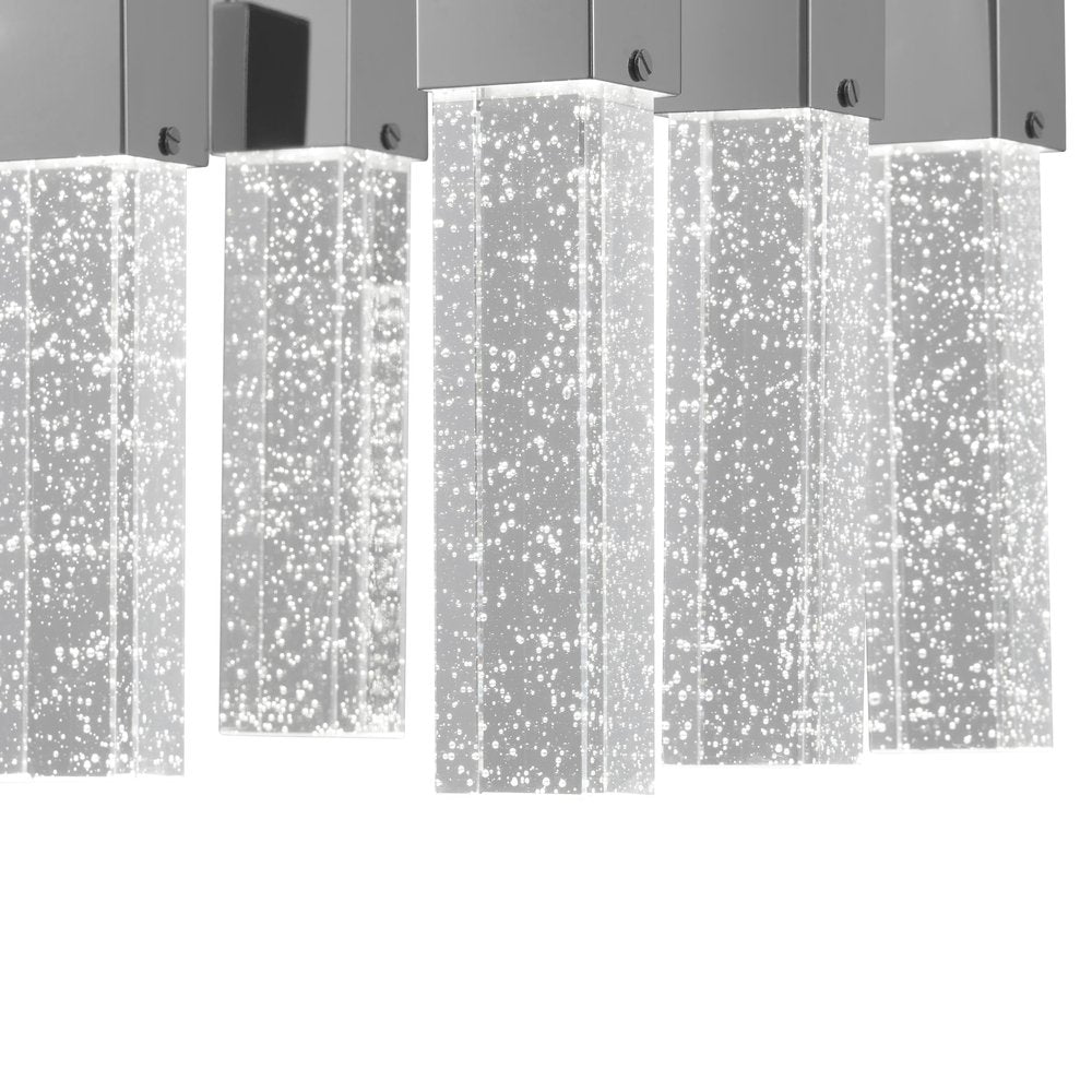 Silver Cluster Multi Light Metal LED Dimmable Chandelier With Clear Shades