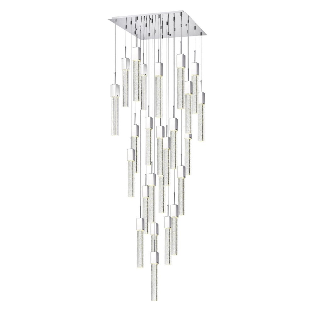 Silver And Clear Multi Light Metal Dimmable Chandelier With Clear Shades
