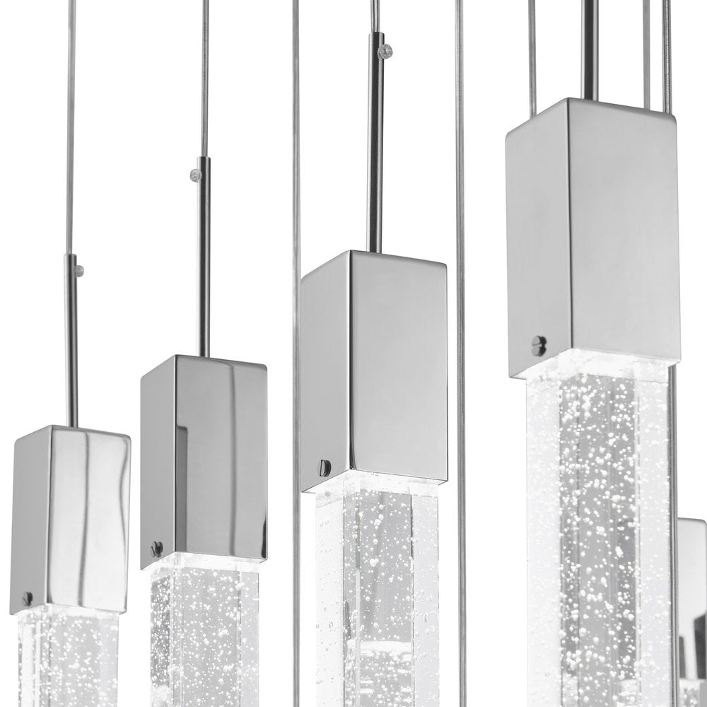 Silver And Clear Multi Light Metal Dimmable Chandelier With Clear Shades