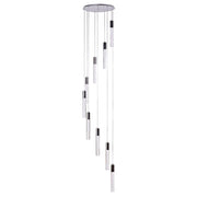 Silver And Clear Nine Light Metal Dimmable Chandelier With Clear Shades