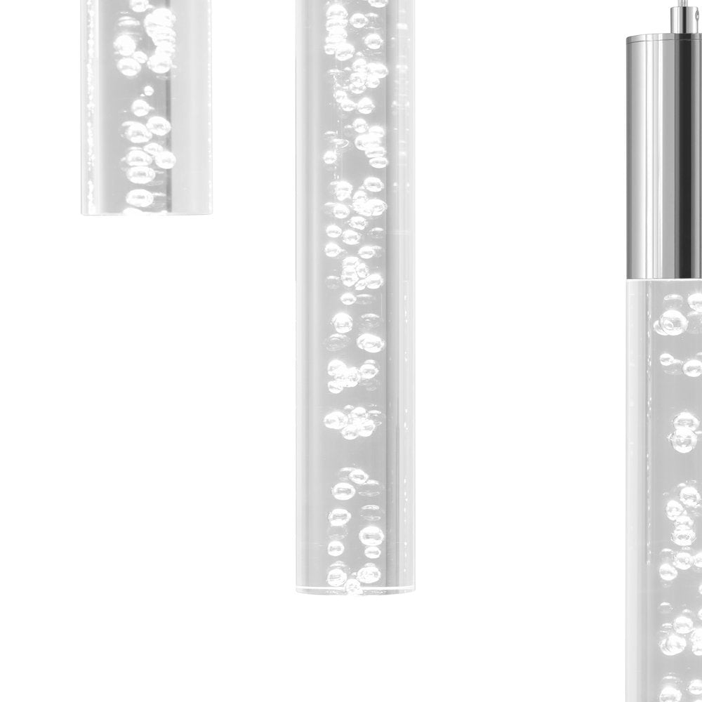 Silver And Clear Nine Light Metal Dimmable Chandelier With Clear Shades