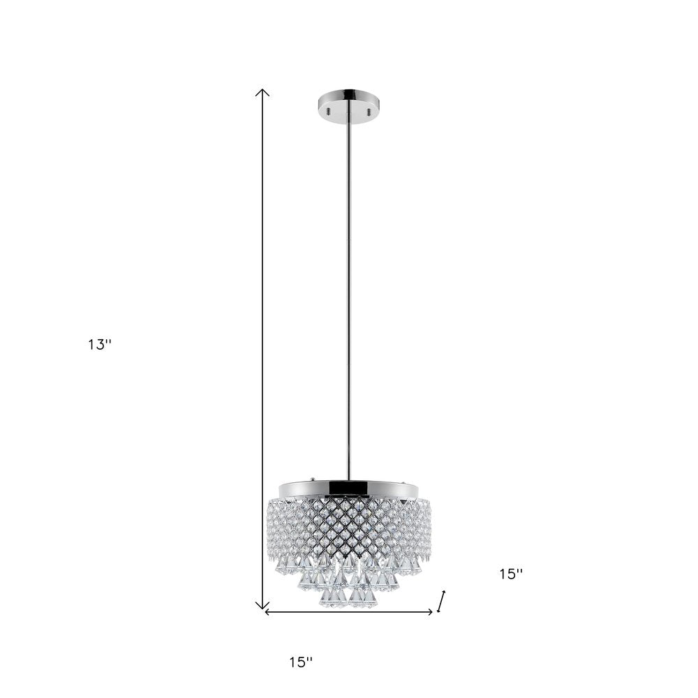 Silver And Clear Nine Light Crystal Dimmable Chandelier With Clear Shades