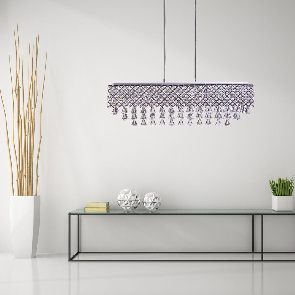 Silver And Clear Twelve Light Metal Dimmable Chandelier With Clear Shades