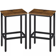 Set of Two 26" Brown and Black Steel and Wood Backless Counter Height Bar Chairs