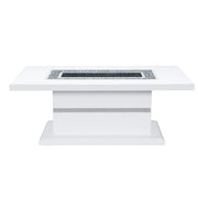 52" White Wood And Faux Crystal Pedestal Coffee Table