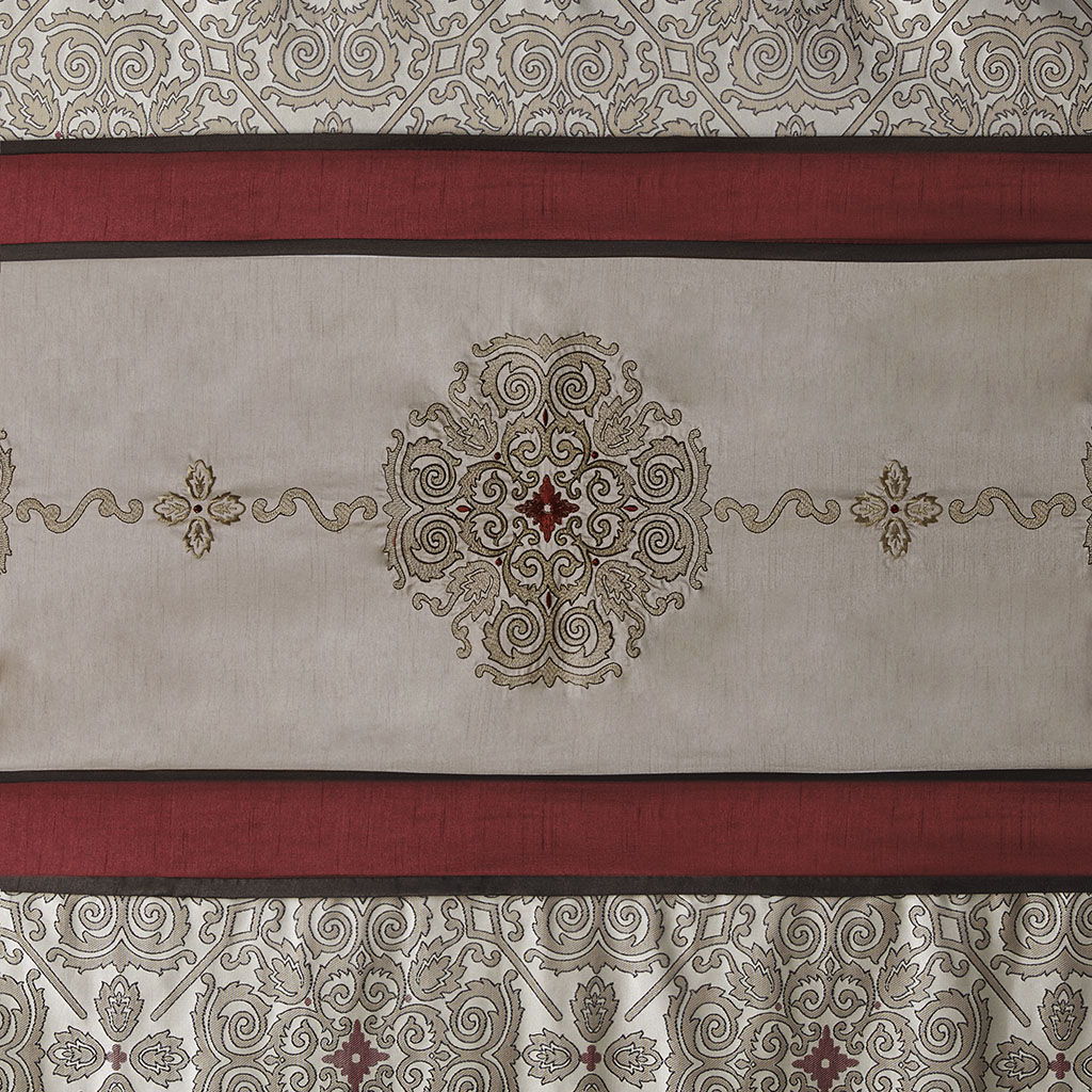 Donovan - Embroidered Shower Curtain - Red