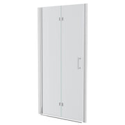 Bi Fold Frameless Shower Door With Tempered Glass,1 / 4" Thickness - Chrome