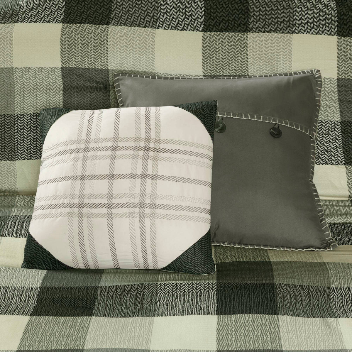 Ridge - Queen 7 Piece Herringbone Comforter Set - Gray