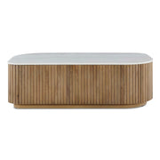 Arik - Marble Top Coffee Table - White / Woodtone