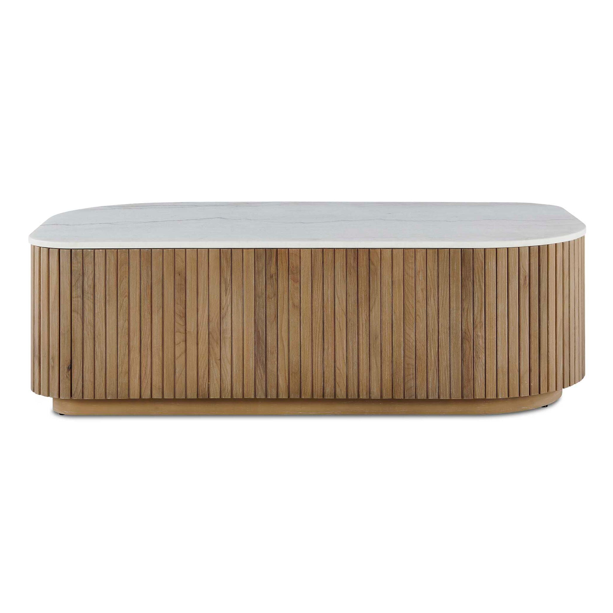 Arik - Marble Top Coffee Table - White / Woodtone