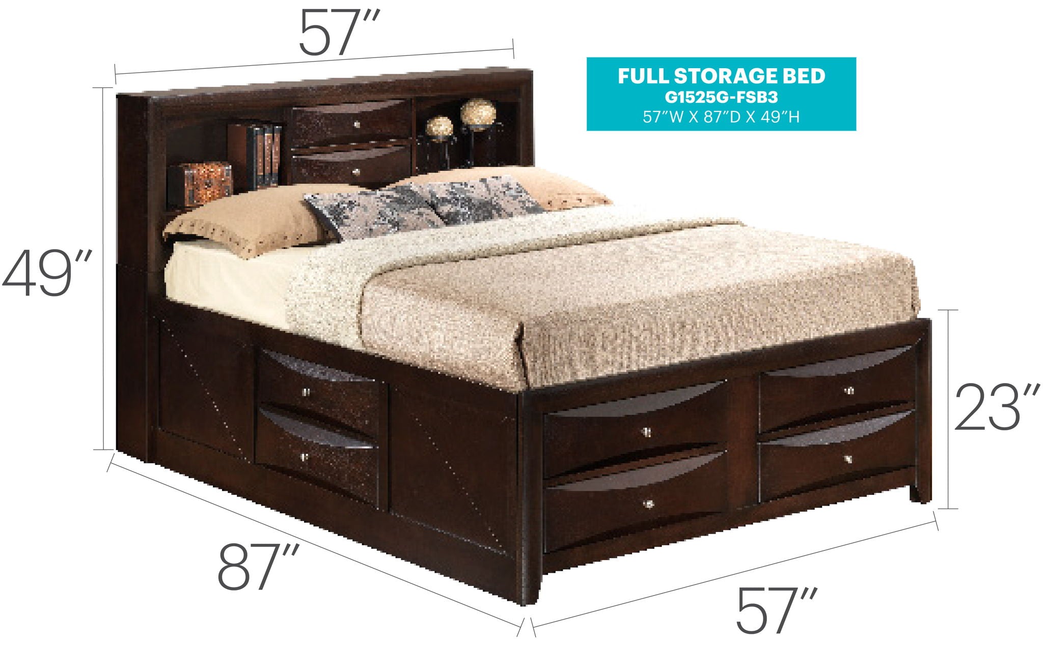 Marilla - Storage Bed With Bookcase Headboard