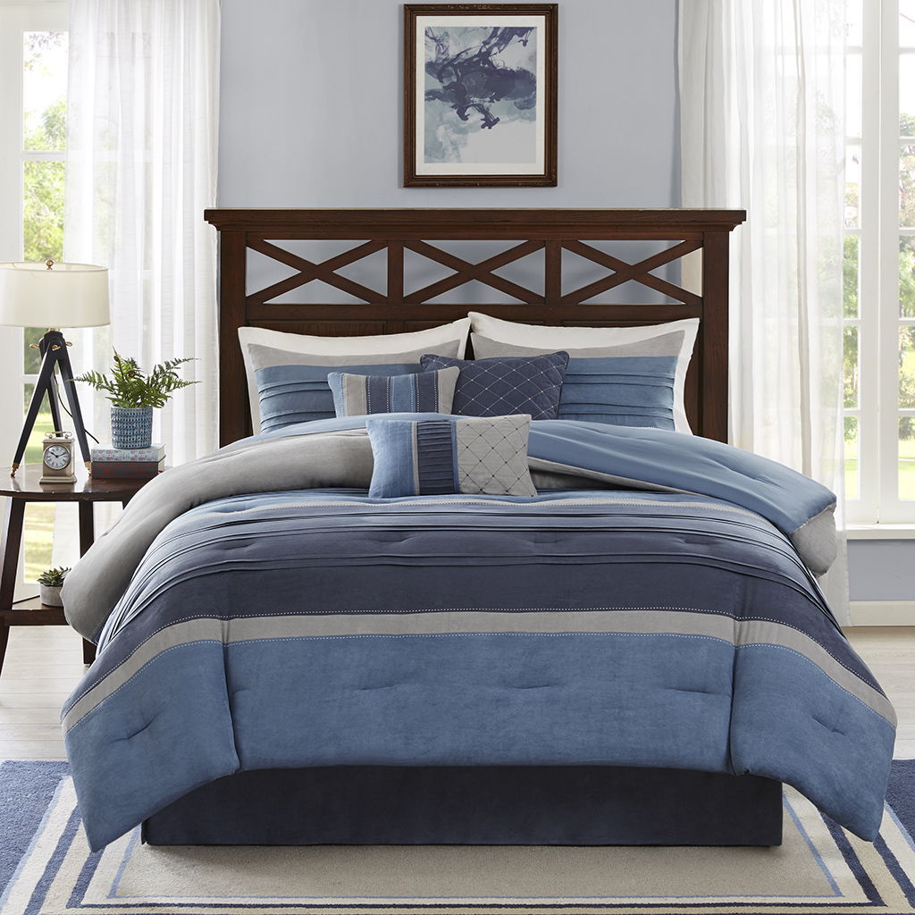 Collins - Queen Piece Comforter (Set of 7) - Navy