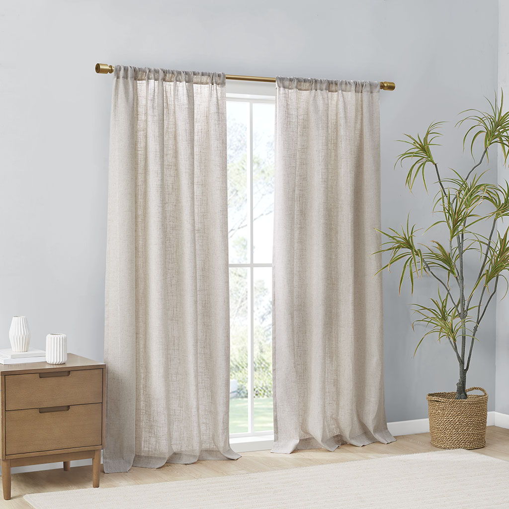 Kyler - Linen Blend Light Filtering Curtain Panel Pair - Natural