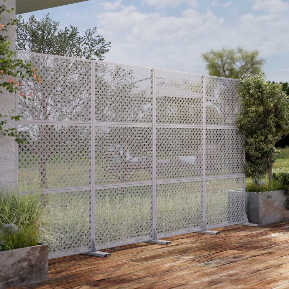 72" White Steel Three Panel Screen Room Divider