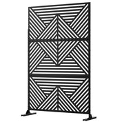 72" Black Steel Three Panel Screen Room Divider