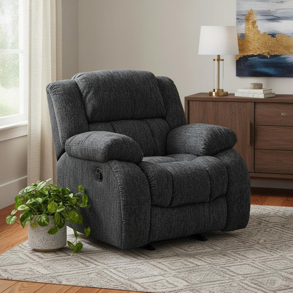 40" Gray Fabric Manual Gliding Recliner