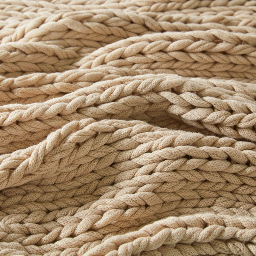 Chunky Double Knit - Handmade Throw - Tan