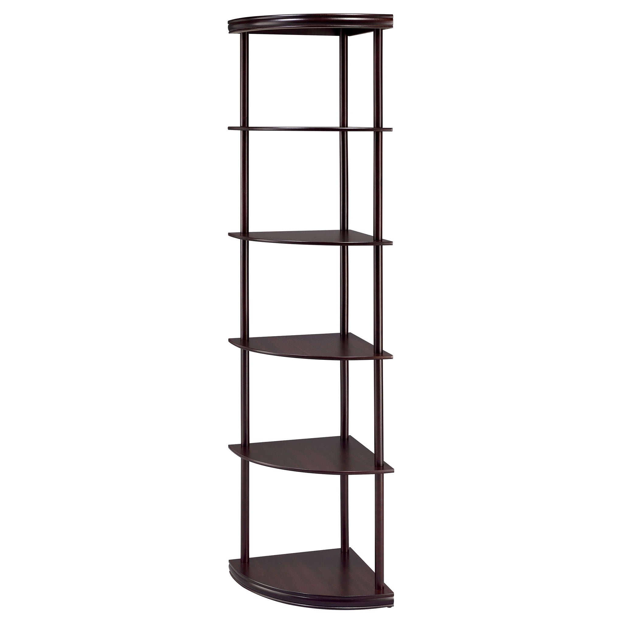 Corner Bookcase With 5 Shelves, Compact Design For Living Room - Cappuccino