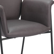 31" Brown And Black Faux Leather And Faux Leather Arm Chair