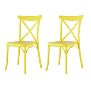 Set of Two Yellow Heavy Duty Plastic Outdoor Dining Chairs