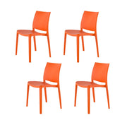 Set of Four Orange Heavy Duty Plastic Outdoor Stacking Dining Chairs