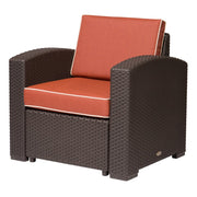33" Red Heavy Duty Plastic Outdoor Accent Chair with Red Cushion