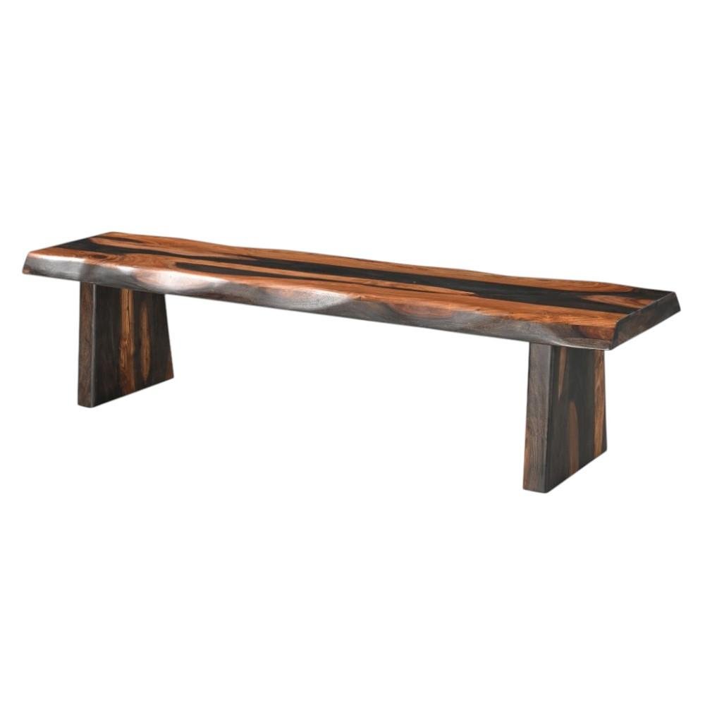 75" Brown Solid Wood Live Edge Dining Bench