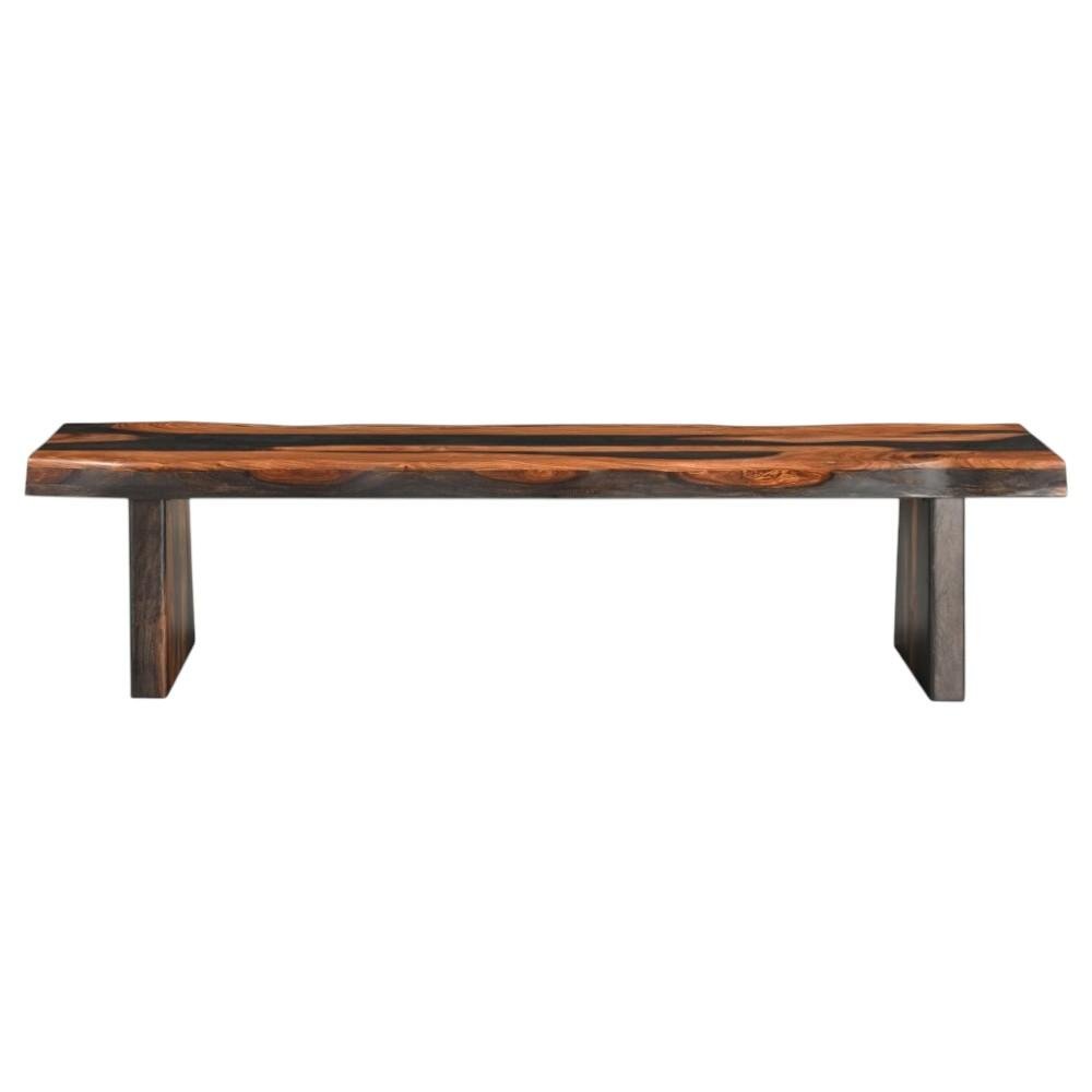 75" Brown Solid Wood Live Edge Dining Bench