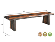 75" Brown Solid Wood Live Edge Dining Bench