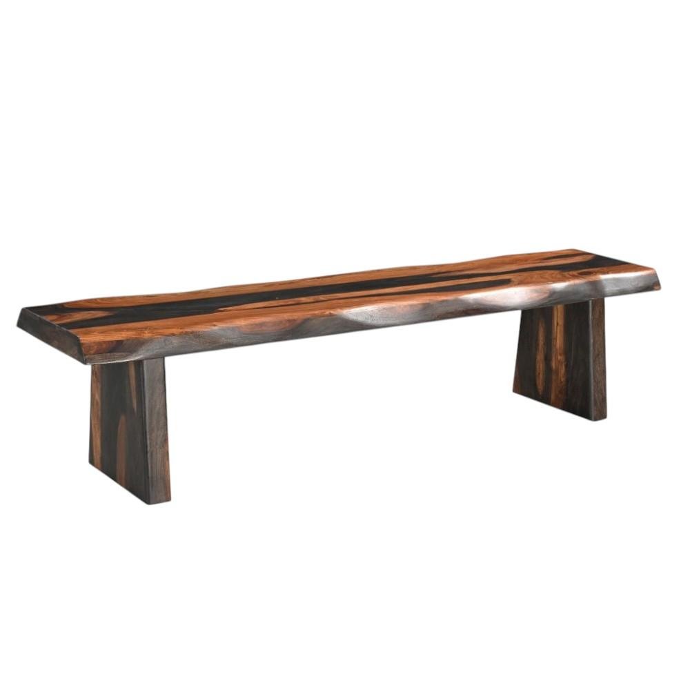 75" Brown Solid Wood Live Edge Dining Bench