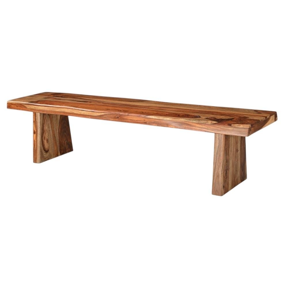 75" Brown Solid Wood Live Edge Dining Bench