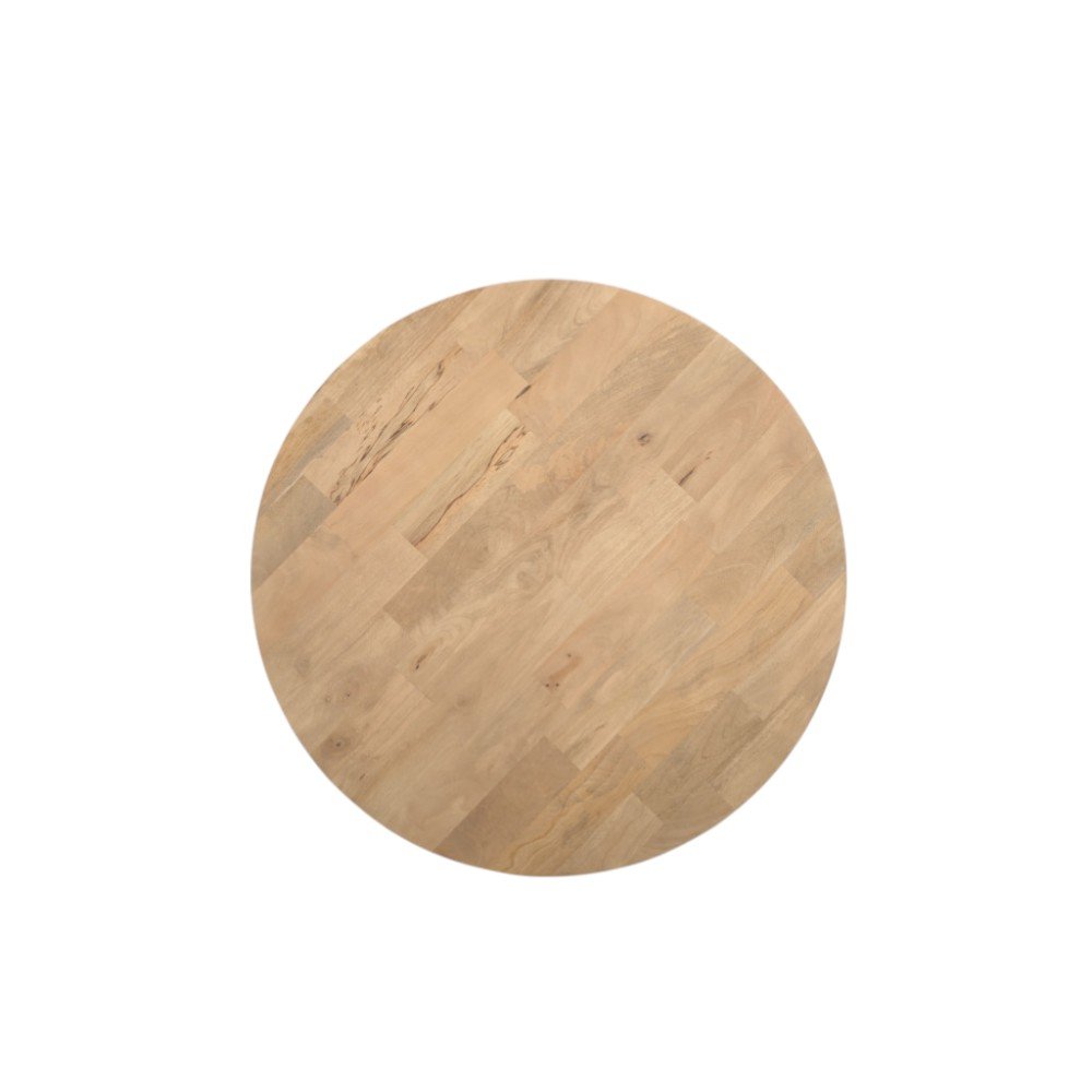 36" Natural Solid Wood Round Cross Legs Coffee Table