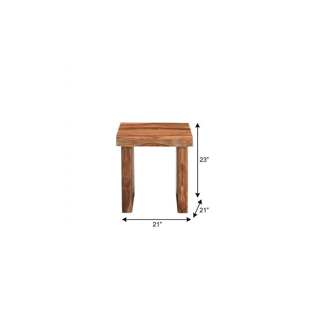 23" Brown Solid Wood Square Live Edge End Table