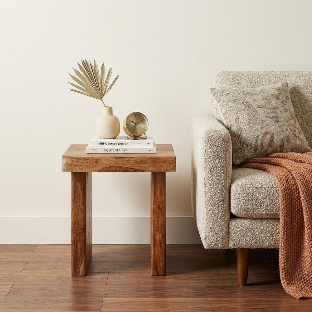 23" Brown Solid Wood Square Live Edge End Table