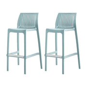 Set of Two 30" Baby Blue Heavy Duty Plastic Low Back Outdoor Bar Height Chairs